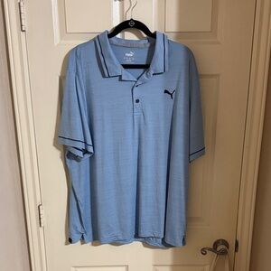 Puma Men's Sky Blue Polo with Contrast Trim